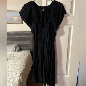 Flutter-Sleeve V-Neck Mini Swing Dress